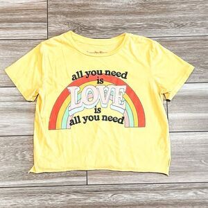 Rowdy Sprout All You Need Is Love Short Sleeve Crop Tee Size 10